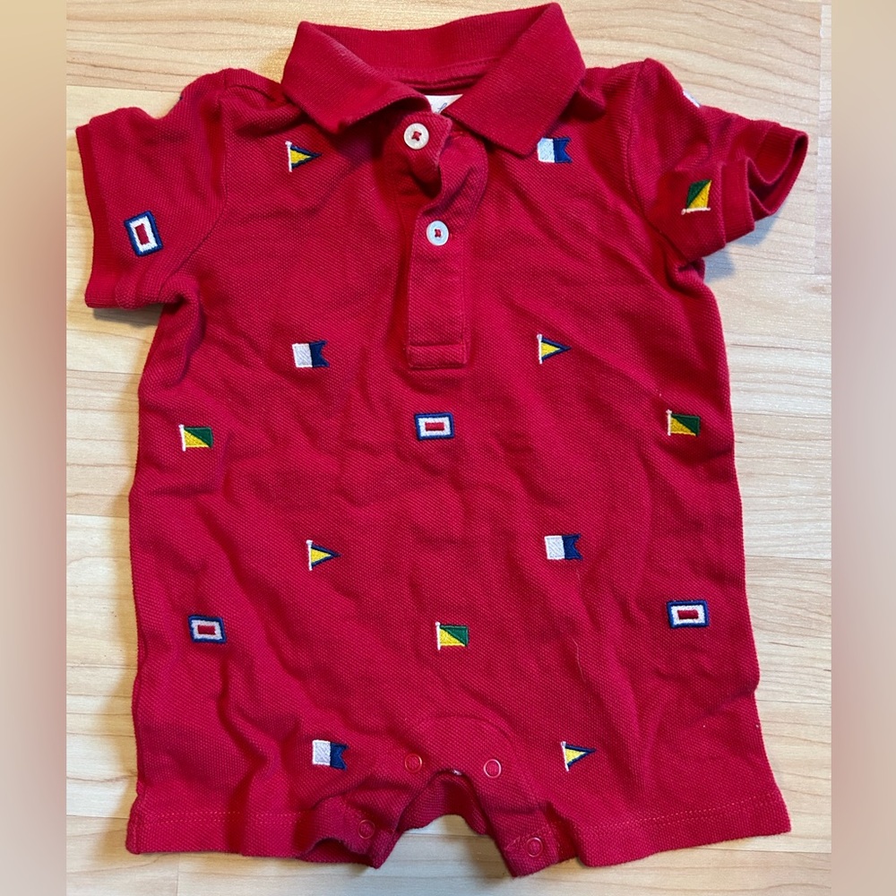 Ralph Lauren Red Kids Polo 3M with Nautical Flags